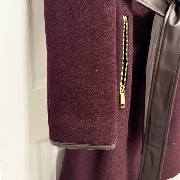 Nine West Women's Burgundy Wool Blend Coat with Belt - NEW - Picture 8 of 15